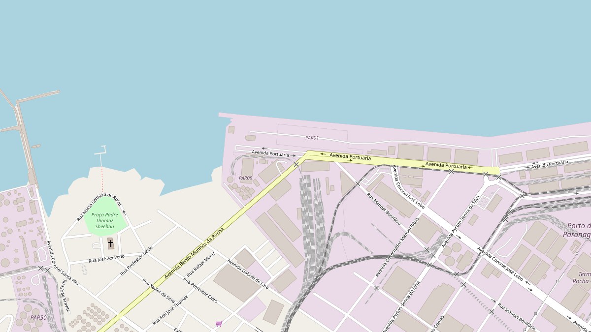 Mapa mostrando o terminal da PASA na Avenida Portuária, no Porto de Paranaguá