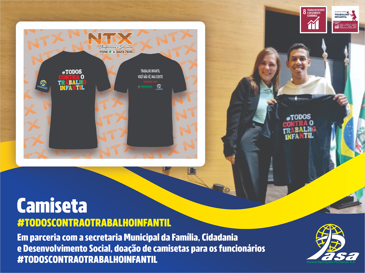 Peça sobre a doação de camisetas da campanha contra o trabalho infantil