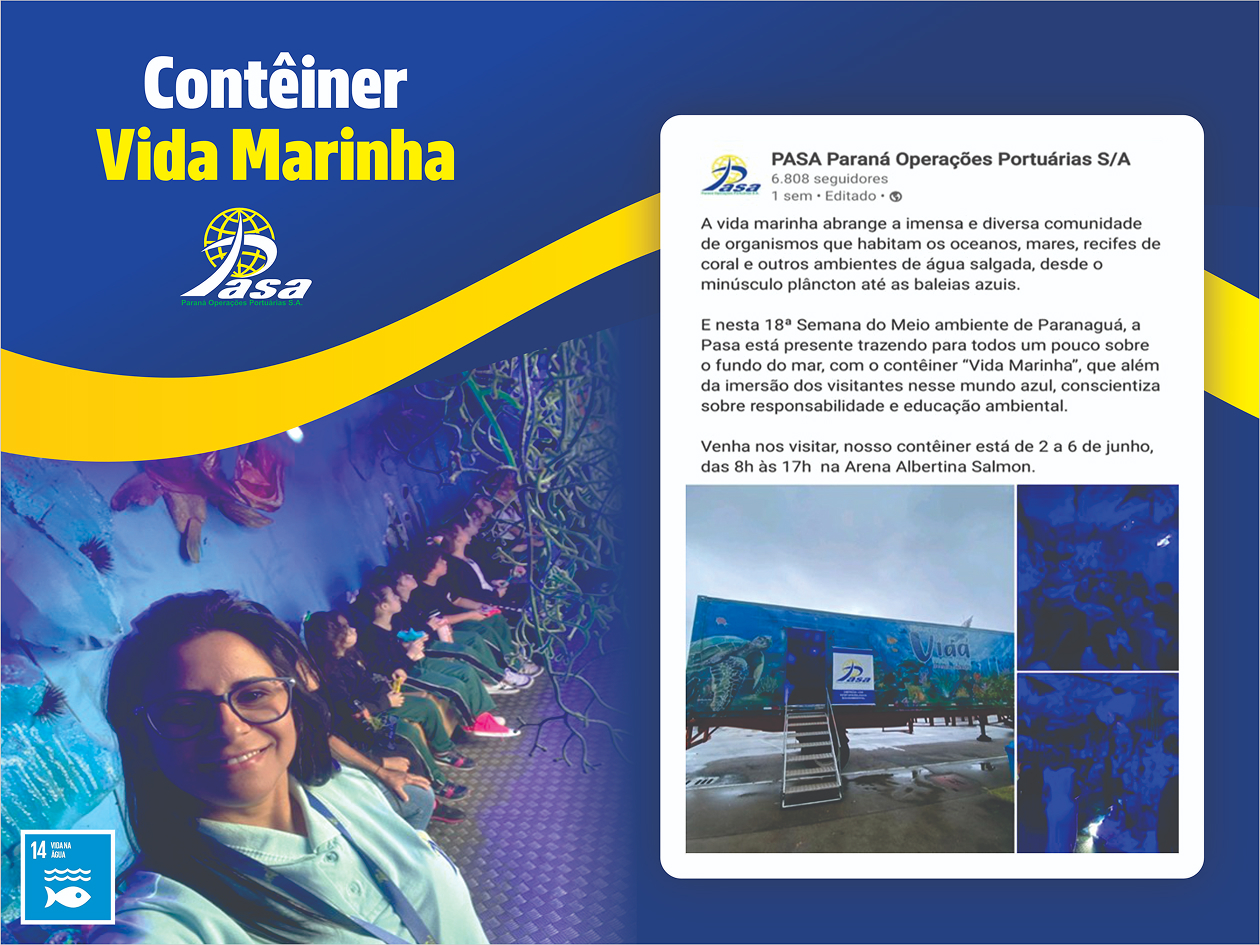 Peça sobre o contêiner Vida Marinha levado pela PASA à Semana do Meio Ambiente
