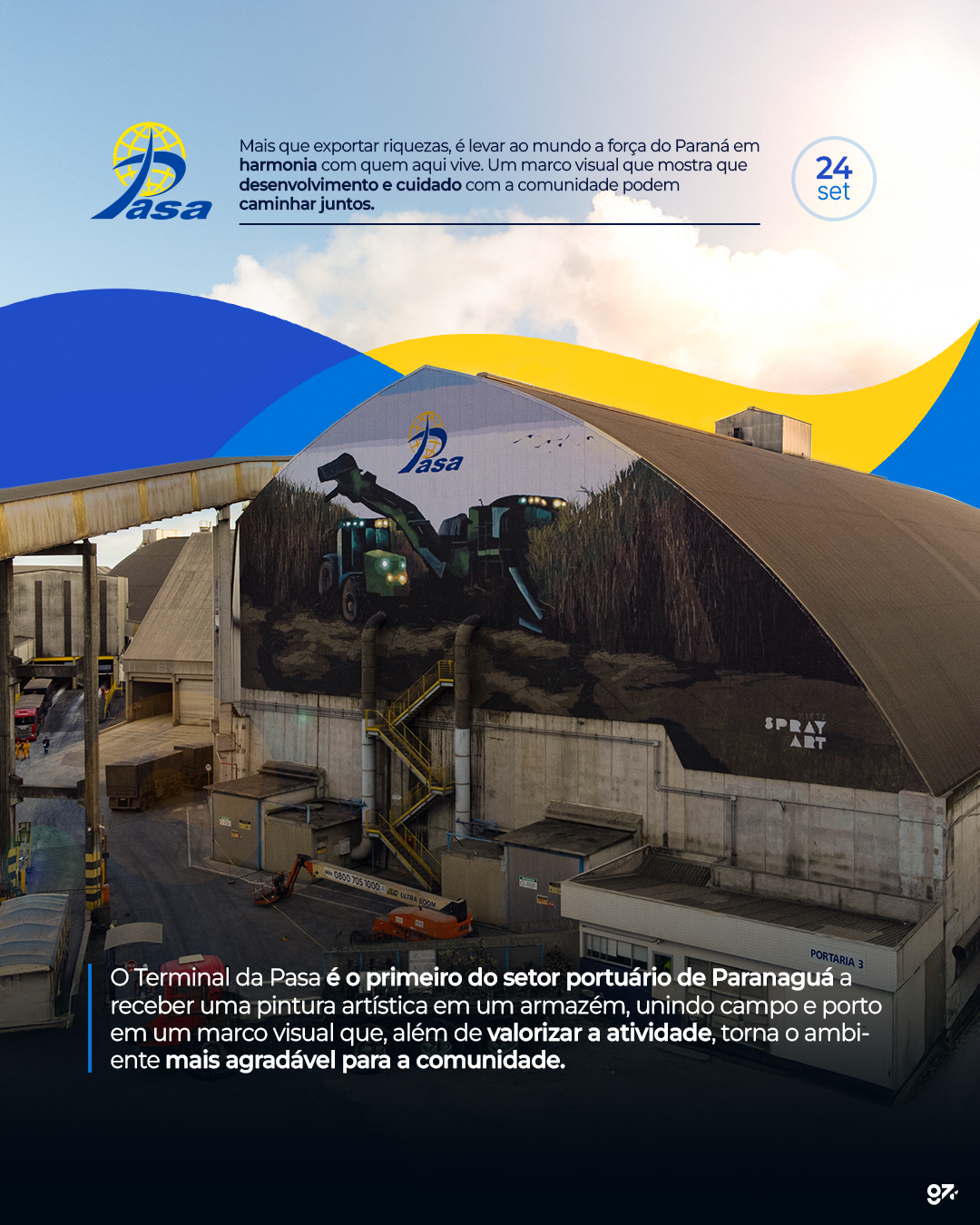 Peça sobre a pintura artística no armazém do terminal da PASA